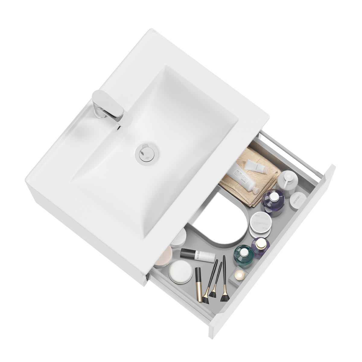 BADMÖBEL Livia 2er-Set Weiß - Weiß, Holzwerkstoff (60/32/46cm) - Petits-meubles