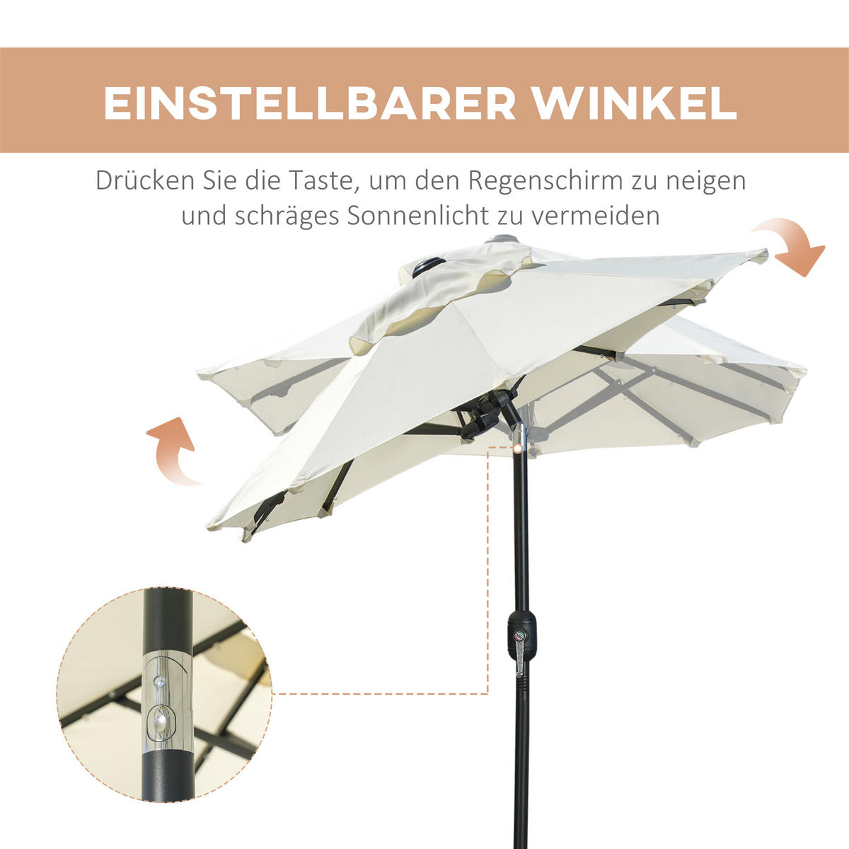 SONNENSCHIRM, Doppelsonnenschirm, Gartenschirm, Polyester, Stahl, Beige - Beige, Metall (150/295cm) - Outsunny