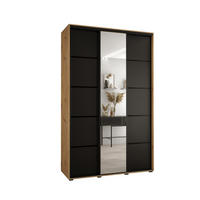 SCHWEBETÜRENSCHRANK 235,2/150/60 3-türig - Schwarz/Eiche Artisan, Holz/Metall (150/235/60cm) - Abiks Möbel