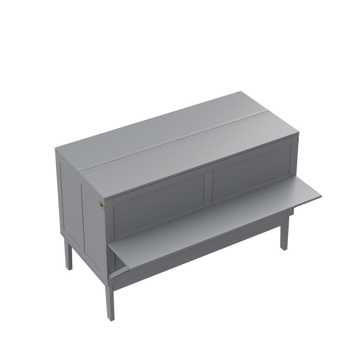 SCHRANKBETT 140/200 cm grau mit Lattenrost und Hochschrank-Design - Grau, Holz (140/200cm) - OKWISH