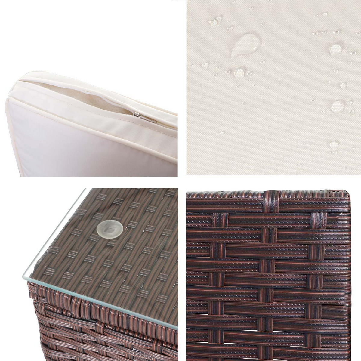 GARTENGARNITUR Lounge-Set Braun Kissen Creme - Braun, Metall - PROREGAL
