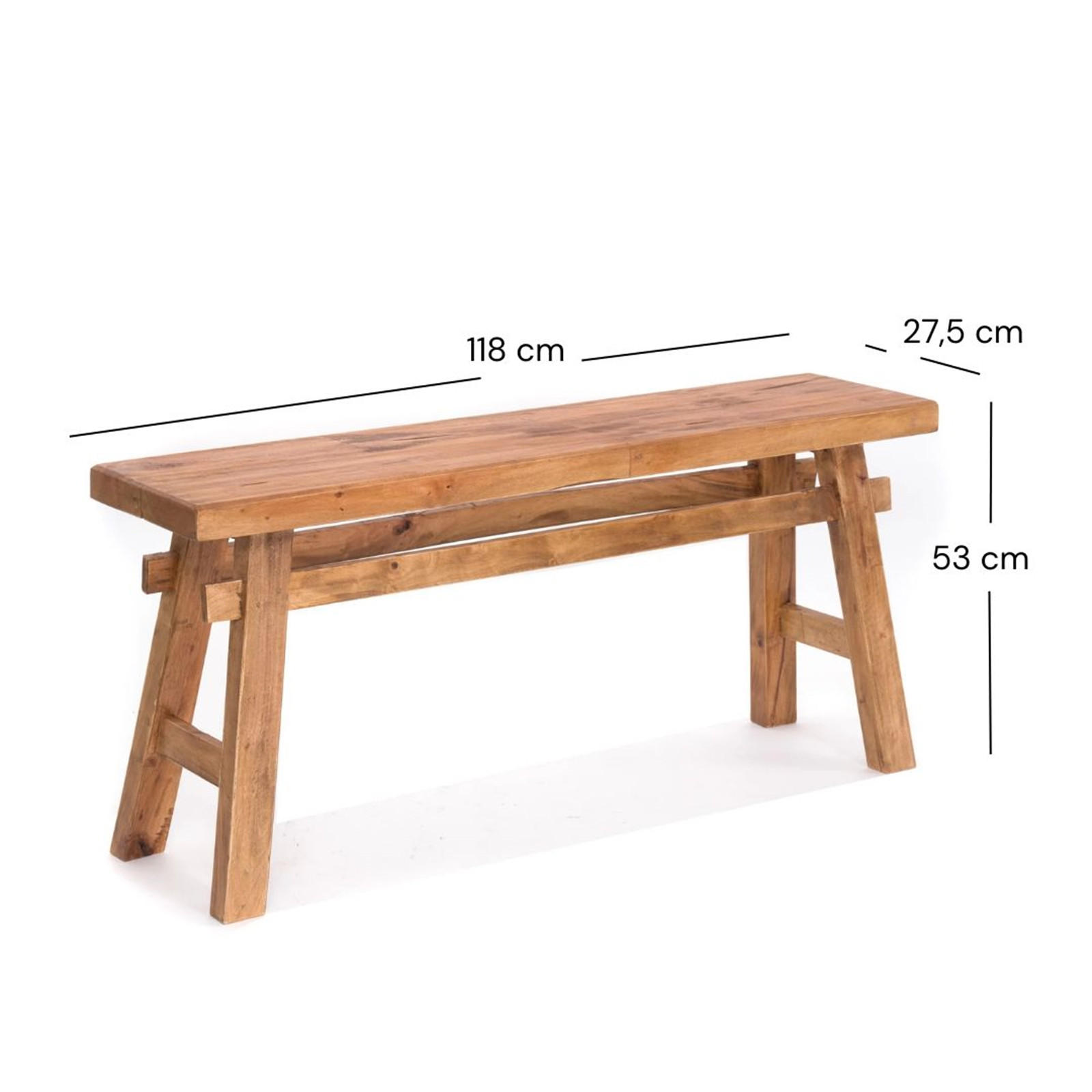 SITZBANK East 118 Mahagoni Recyclingholz massiv 01 natur-vintage - Naturfarben, Holz (118/53/28cm) - DESIGN DELIGHTS