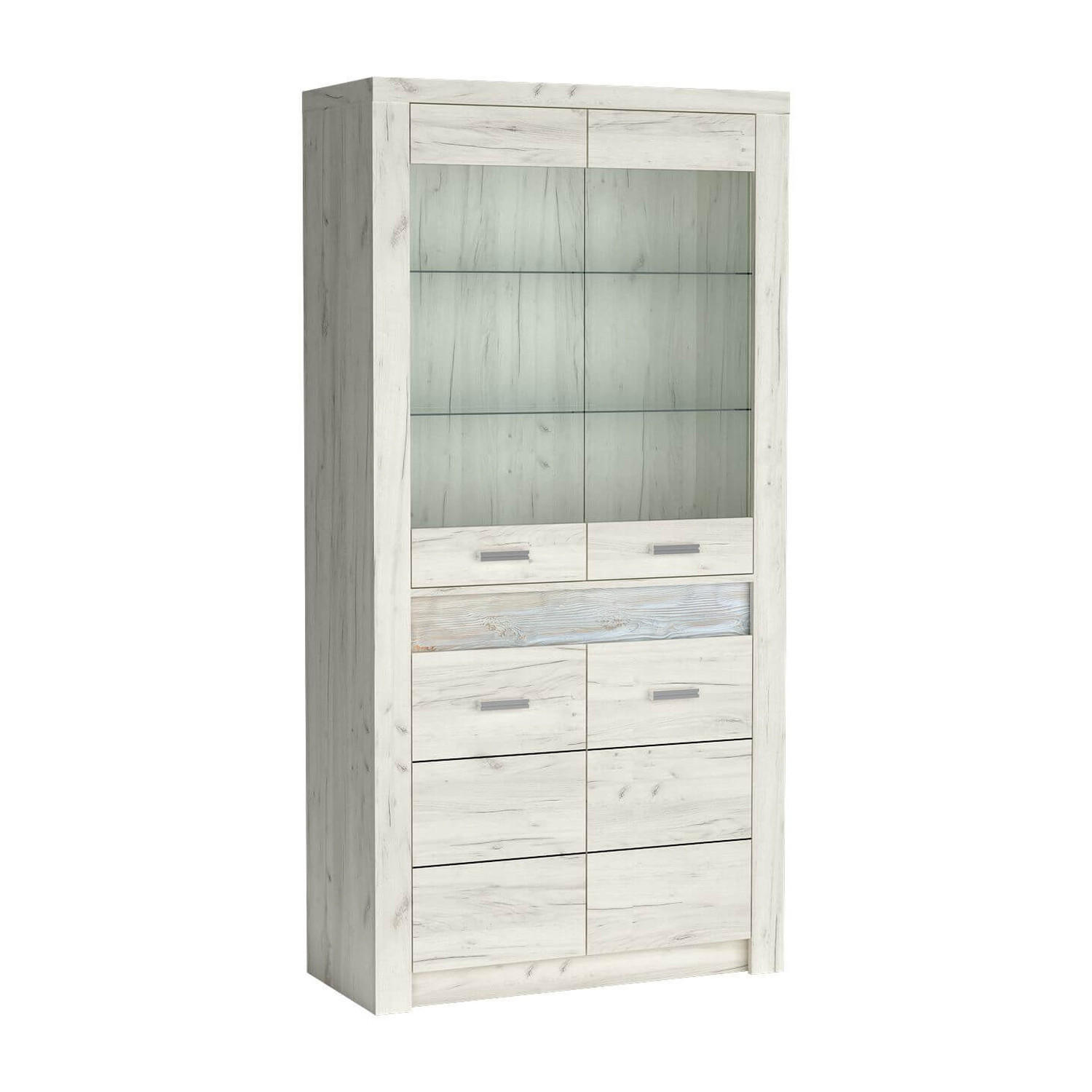VITRINE Indianapolis I-3 96 x 192 x 42 cm Kraft Weiß - Weiß, Holzwerkstoff/Metall (96/192/42cm) - Koseto