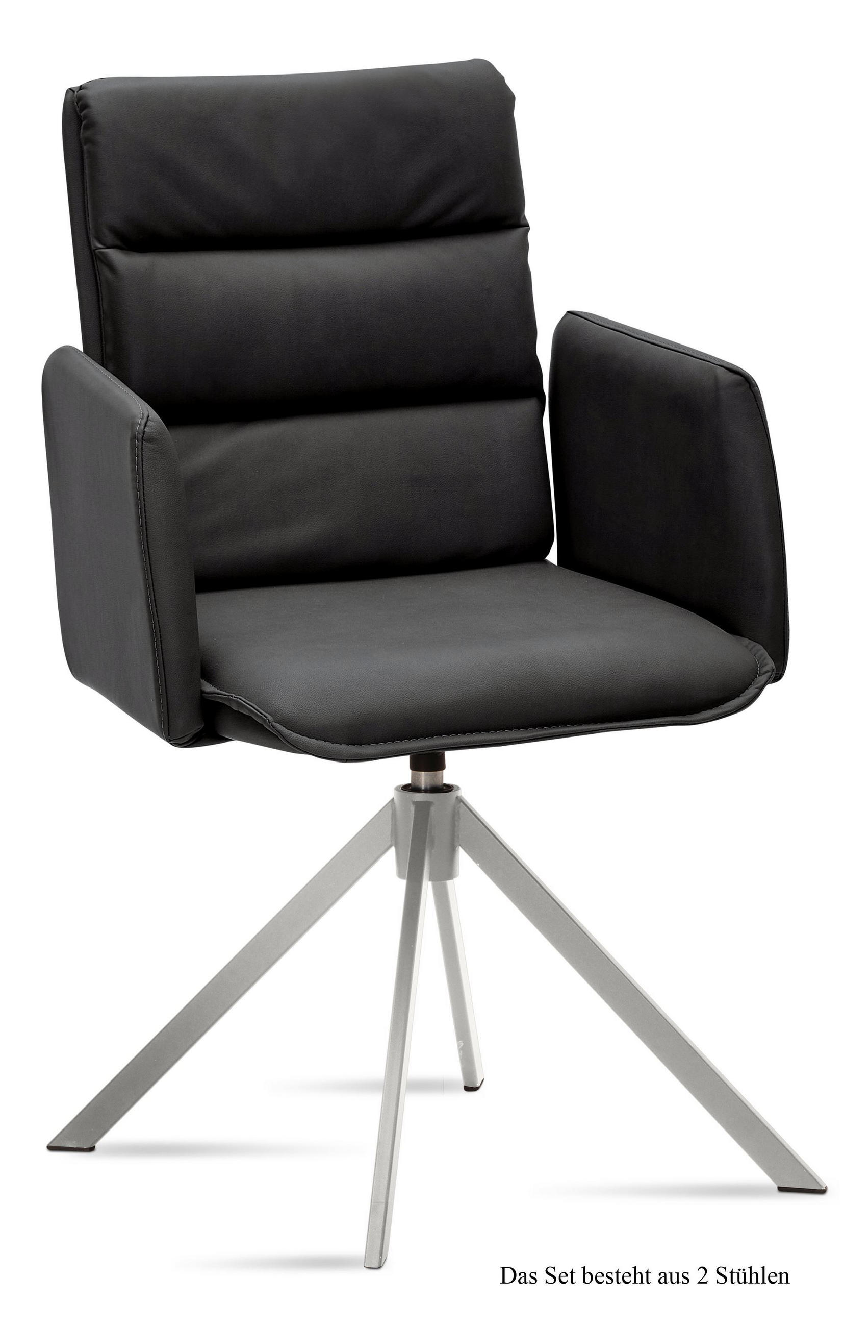 ARMLEHNSTUHL drehbar (2er-Set) Dulsea 52x92x60 Edelstahl/Anthrazit - Edelstahlfarben/Anthrazit, Kunststoff (60/92/52cm) - 58aufmkessel