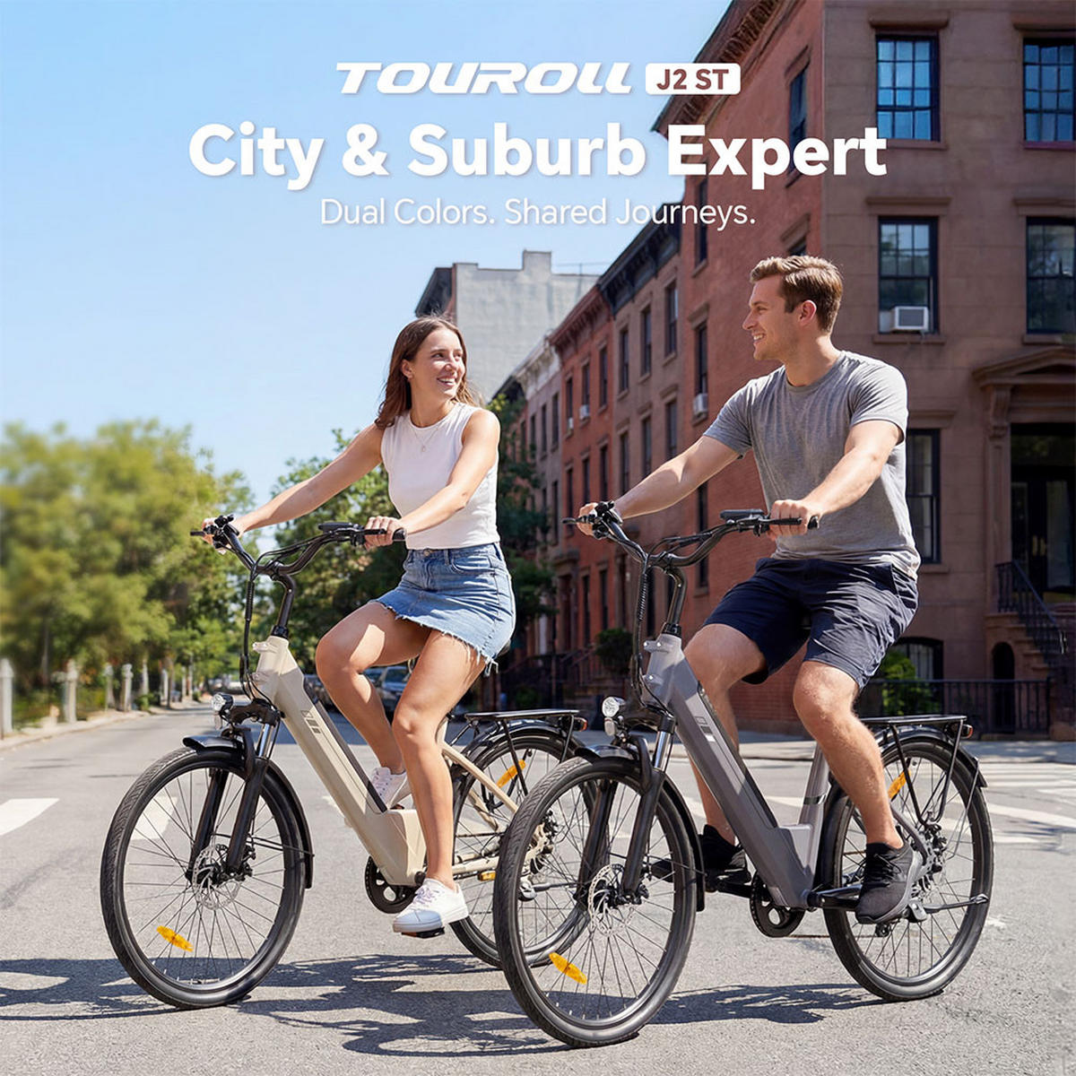 E-BIKE Touroll J2 ST – 100km Reichweite, 250W Motor, Shimano 7-Gang, Step-Thru Rahmen - Grau, Metall (120cm)