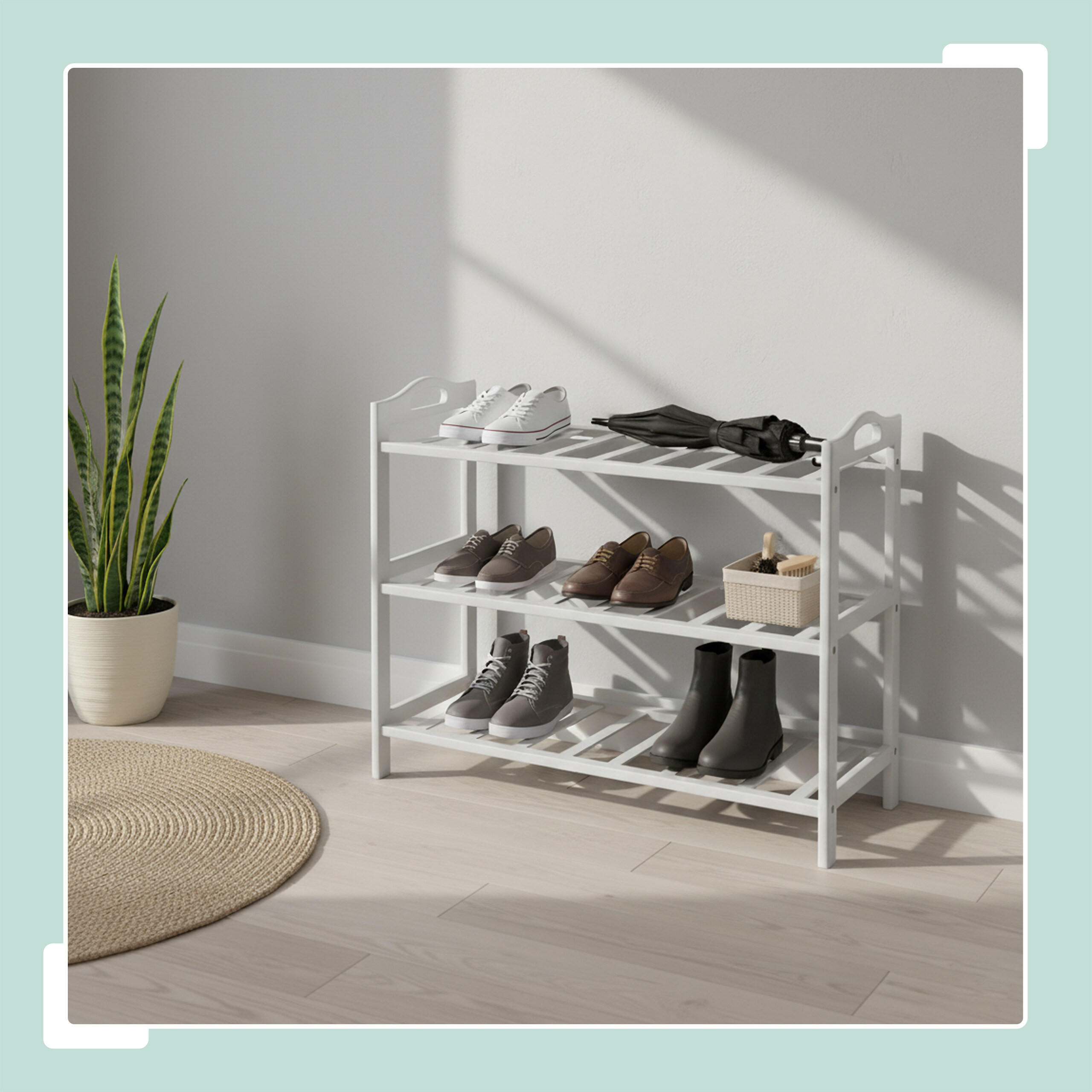 SCHUHREGAL - Weiß, Holz (70/48/25cm) - Relaxdays