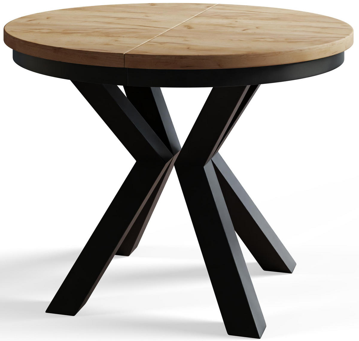 ESSZIMMERTISCH LOFT, ausziehbarer Tisch 100 cm/180 cm, Farbe: Braun, mit Metallbeinen in Farbe Schwarz - Schwarz/Braun, Holzwerkstoff (100/100/76cm) - Alpi-Möbel