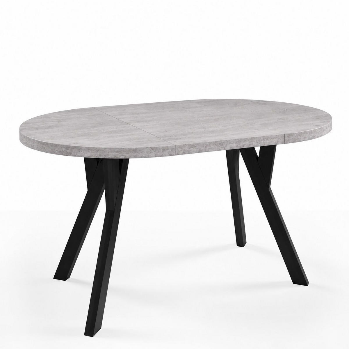 ESSTISCH ausziehbar rund 100-140 cm ATO Beton, Auszugstisch mit Einlegeplatte - Schwarz/Grau, Holzwerkstoff (100/100/77cm) - VENASI MÖBEL