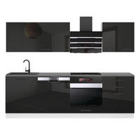 KÜCHENZEILE Susan 240 cm, mit Arbeitsplatten, Schwarz Hochglanz - Schwarz Hochglanz, Holz (240/204/60cm) - B BELINI GROUP