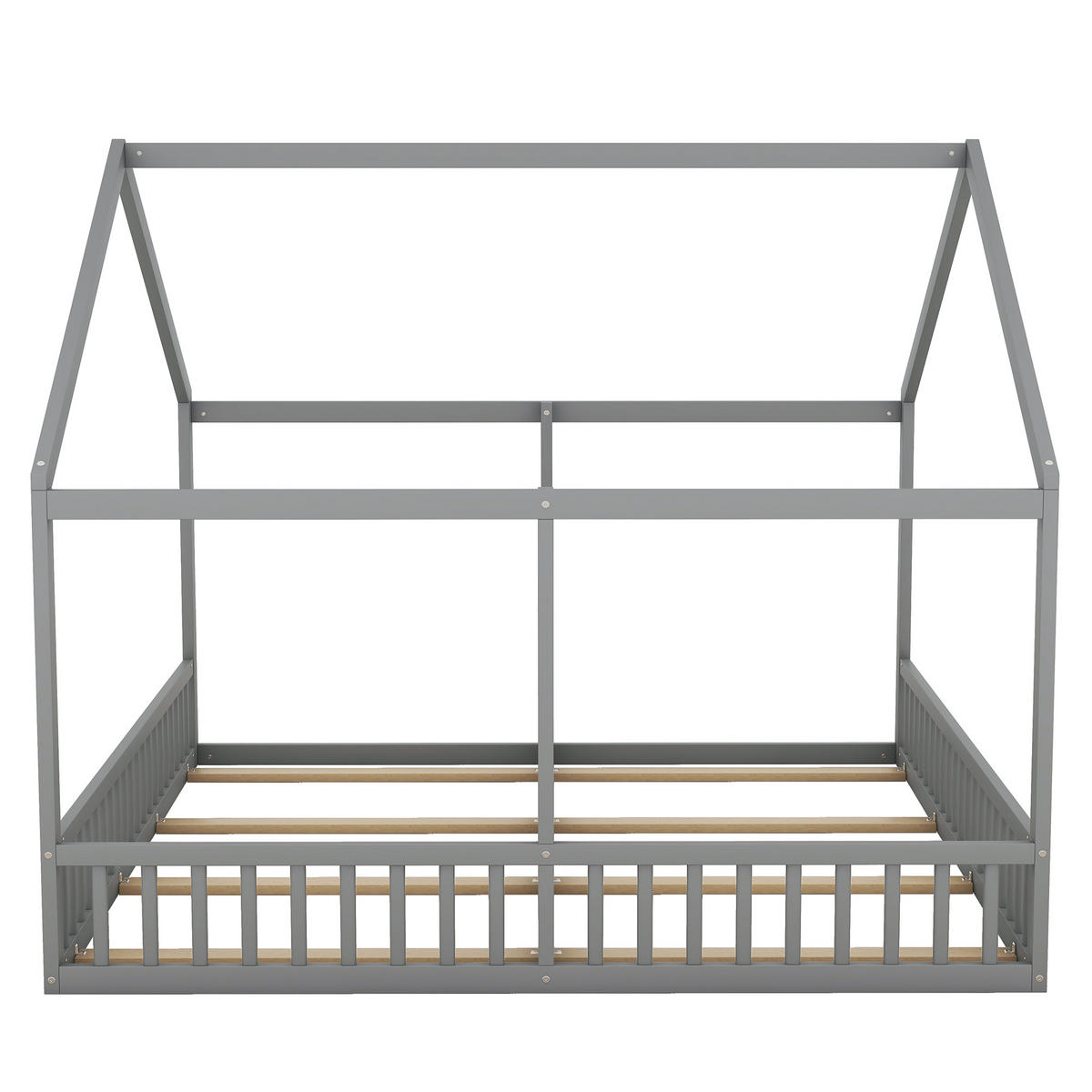 EINZELBETT 90x200cm Grau Flachbett Hausmodell 2-in-1 - Grau, Holz (90/200cm) - FLIEKS