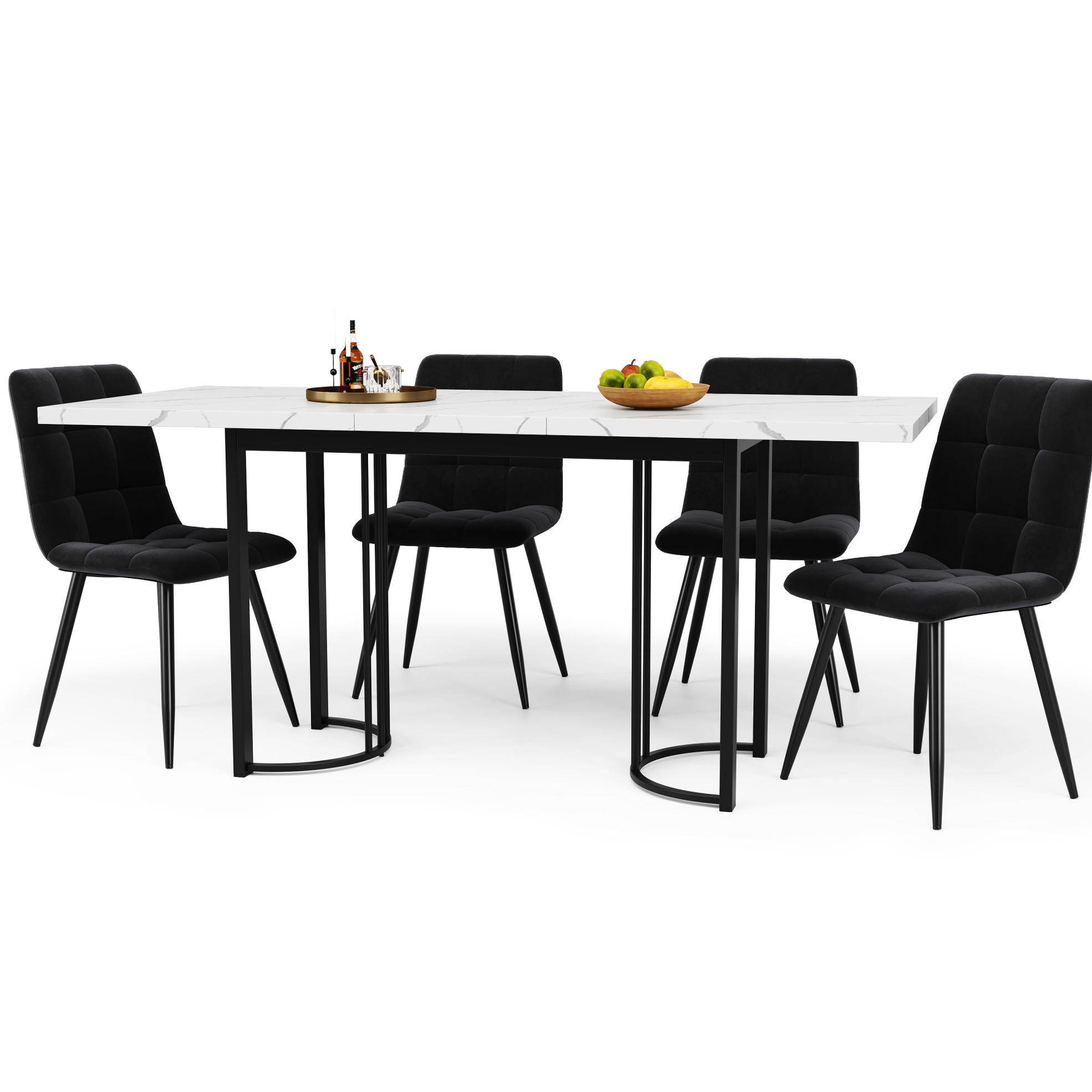 Meubliv Esstisch-Set Schwarz 80x75.5x179.5 cm
