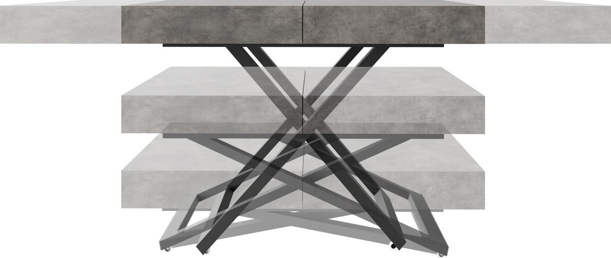 COUCHTISCH Cavetta U höhenverstellbar ausziehbar, Lancelot Eiche 120-200/80/27-76 cm - Eichefarben/Schwarz, Holzwerkstoff/Metall (80/120/76cm) - WFL GROUP