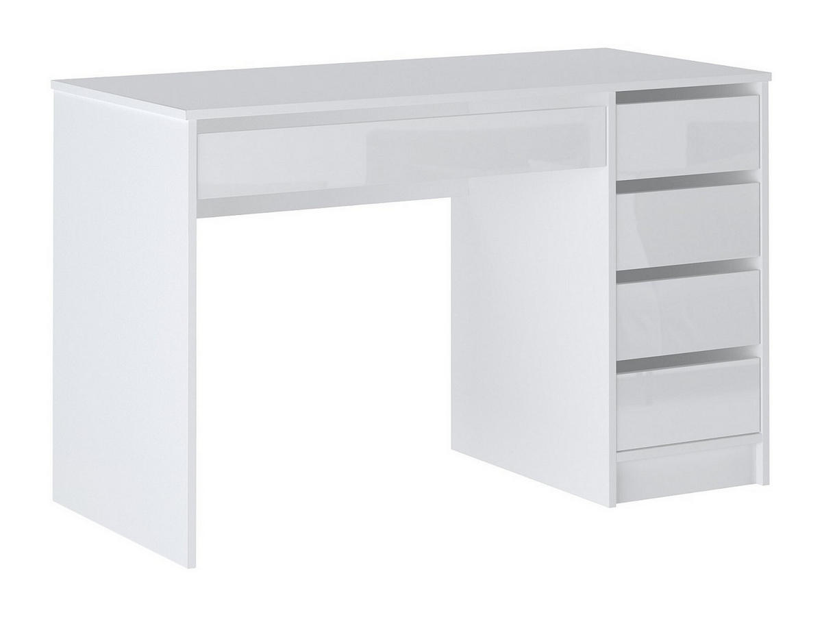 SCHREIBTISCH mit 5 Schubladen - Weiß Glänzend - JENEMI - Weiß, Holz (55/120/76cm) - Vente-Unique