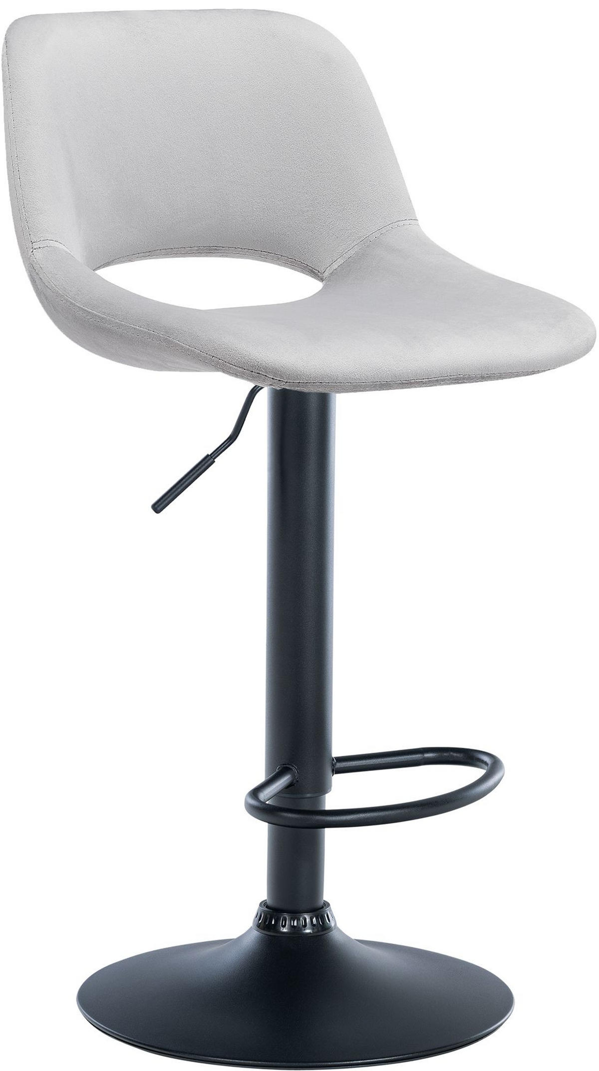 BARHOCKER JAKSON Hellgrau Samt Schwarz - Hellgrau, Textil/Metall (42/86/46cm) - DELUKE