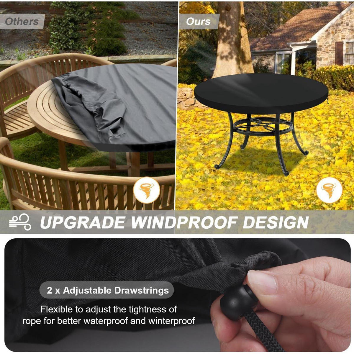 GARTENTISCH Abdeckung 112 cm rund wasserdicht - Schwarz, Kunststoff (112/10/112cm)