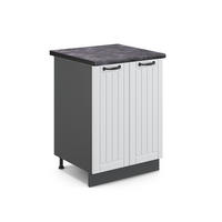 KÜCHENUNTERSCHRANK Fame-Line Weiß Landhaus 60 cm, AP Anthrazit - Anthrazit/Weiß, Holzwerkstoff (60/82/60cm) - Vicco