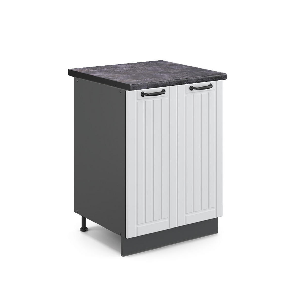 KÜCHENUNTERSCHRANK Fame-Line Weiß Landhaus 60 cm, AP Anthrazit - Anthrazit/Weiß, Holzwerkstoff (60/82/60cm) - Vicco