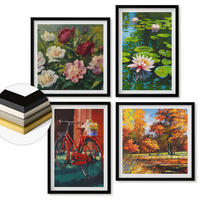 WANDBILDER 4er-Set - 50x50 cm & 40x60 cm Schwarzer Rahmen - Herbstfarben Seerosenteich - Schwarz, Kunststoff (50/50cm) - ArtPrintCave