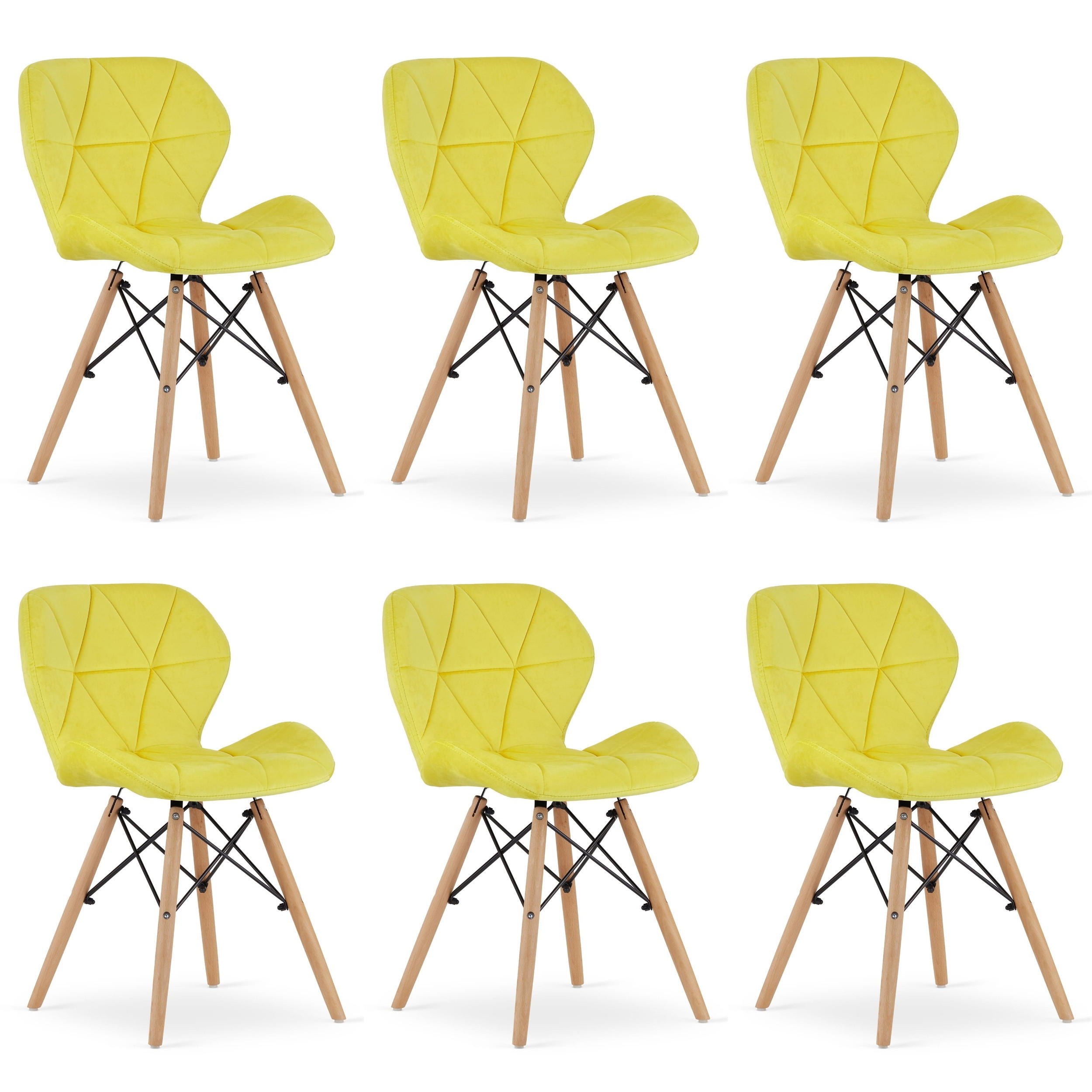 STUHL AMATRICE 6-er Set, Gelb, mit Samtstoff gepolstert - Gelb, Holz/Textil (48/74/53cm) - Komodee