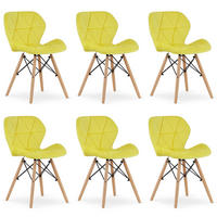 STUHL AMATRICE 6-er Set, Gelb, mit Samtstoff gepolstert - Gelb, Holz/Textil (48/74/53cm) - Komodee