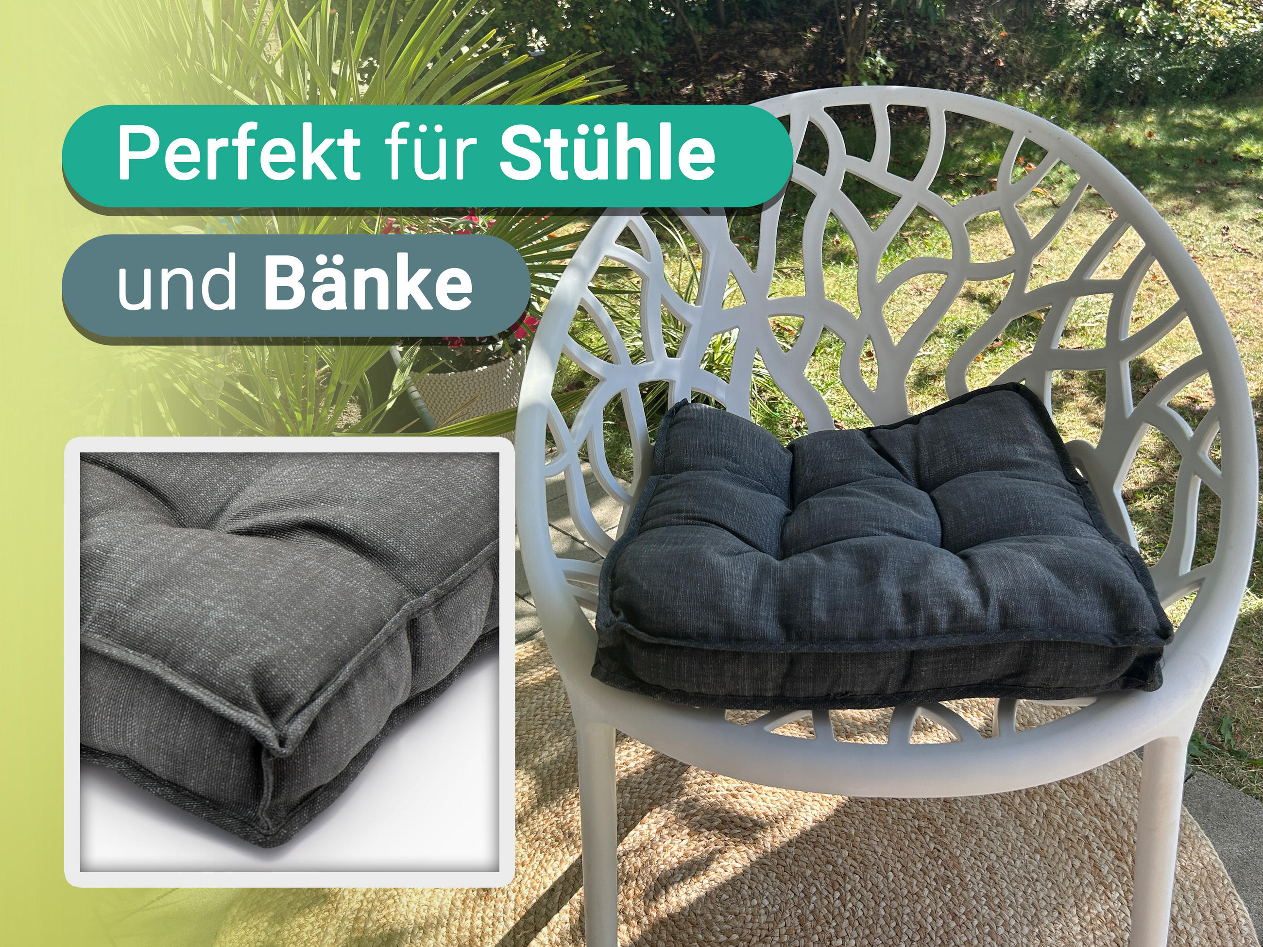 STUHLKISSEN, 4er-Set, 40x40 cm, 55% Baumwolle, 45% Polyester, Grau - Grau, Textil (40/40/6cm) - Zollner