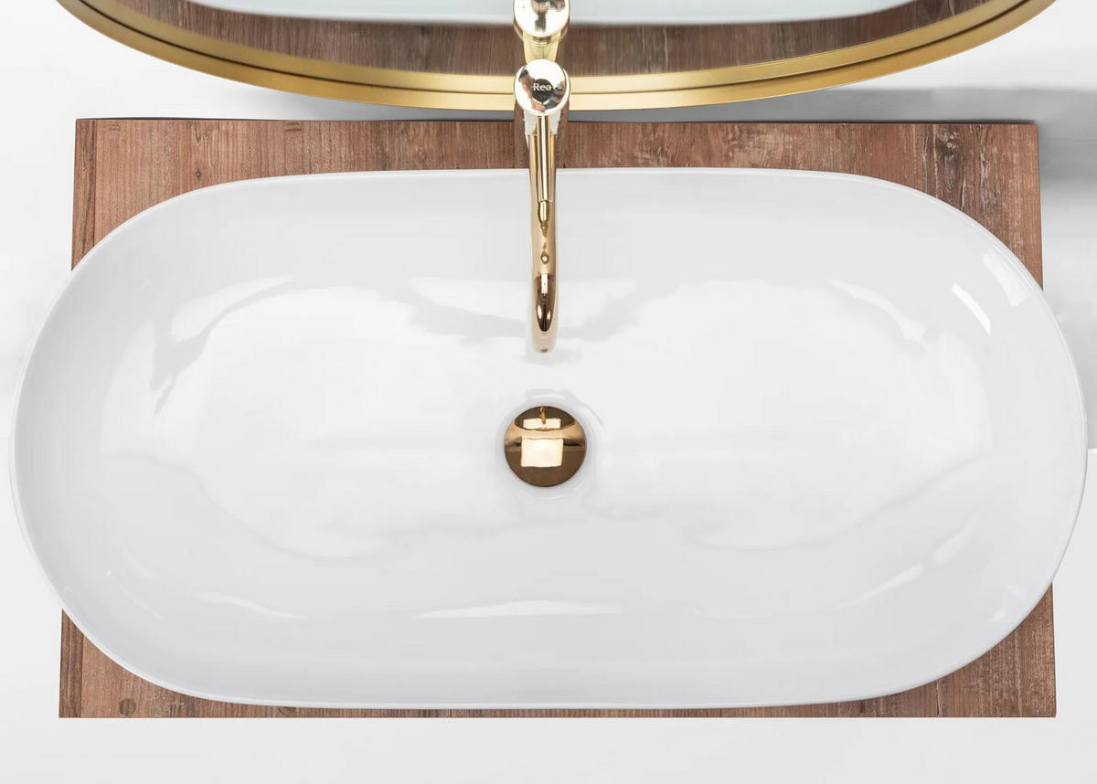 AUFSATZWASCHBECKEN Rea Cleo 81 White Rea - Weiß, Keramik (41/13.5/81cm) - REA