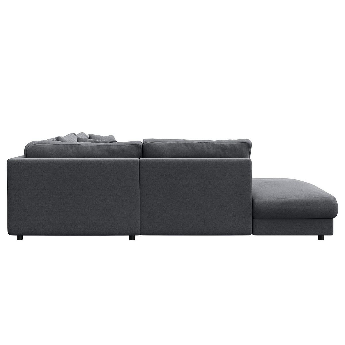 ECKSOFA mit Ottomane - Schwarz/Grau, Holz/Kunststoff (267/254cm) - home24