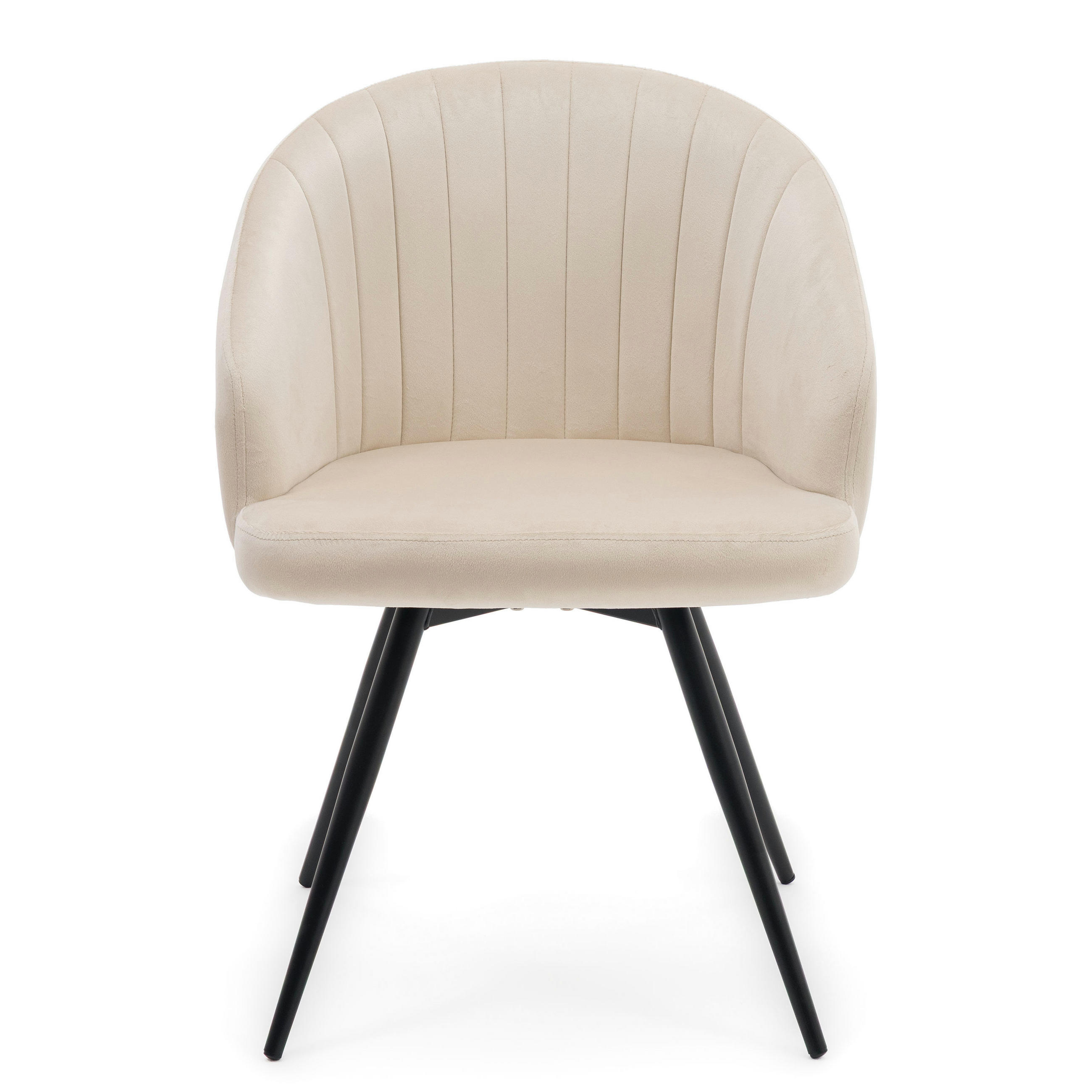 STUHL MODENA drehbar gepolsterter mit Steppung - beige - Samt Velour - Beige/Schwarz, Textil/Metall (57/80/59cm) - NEW HOME