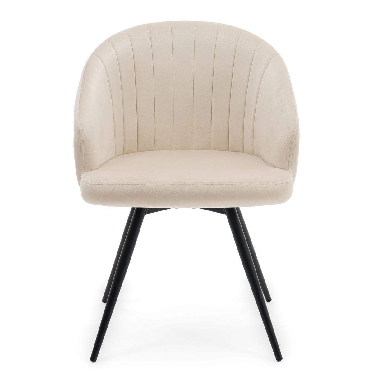 STUHL MODENA drehbar gepolsterter mit Steppung - beige - Samt Velour - Beige/Schwarz, Textil/Metall (57/80/59cm) - NEW HOME