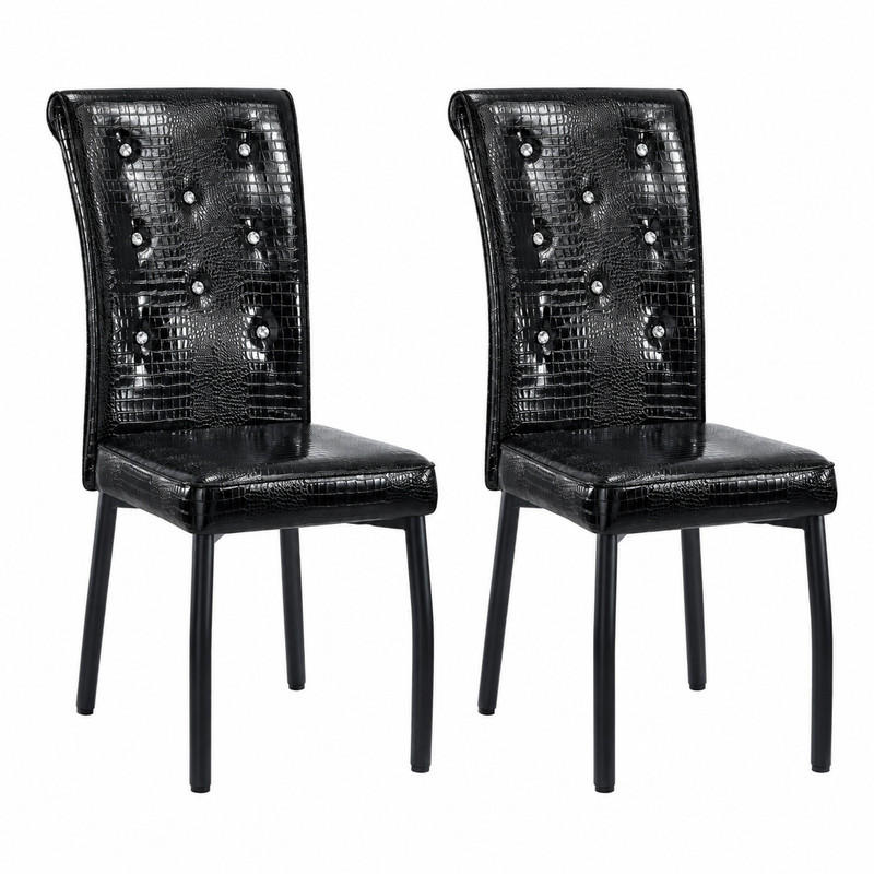 ESSZIMMERSTUHL 2er-Set Vintage PVC Schwarz mit Metallbeinen - Schwarz, Metall (42/101/61.7cm) - Meubliv
