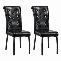 ESSZIMMERSTUHL 2er-Set Vintage PVC Schwarz mit Metallbeinen - Schwarz, Metall (42/101/61.7cm) - Meubliv