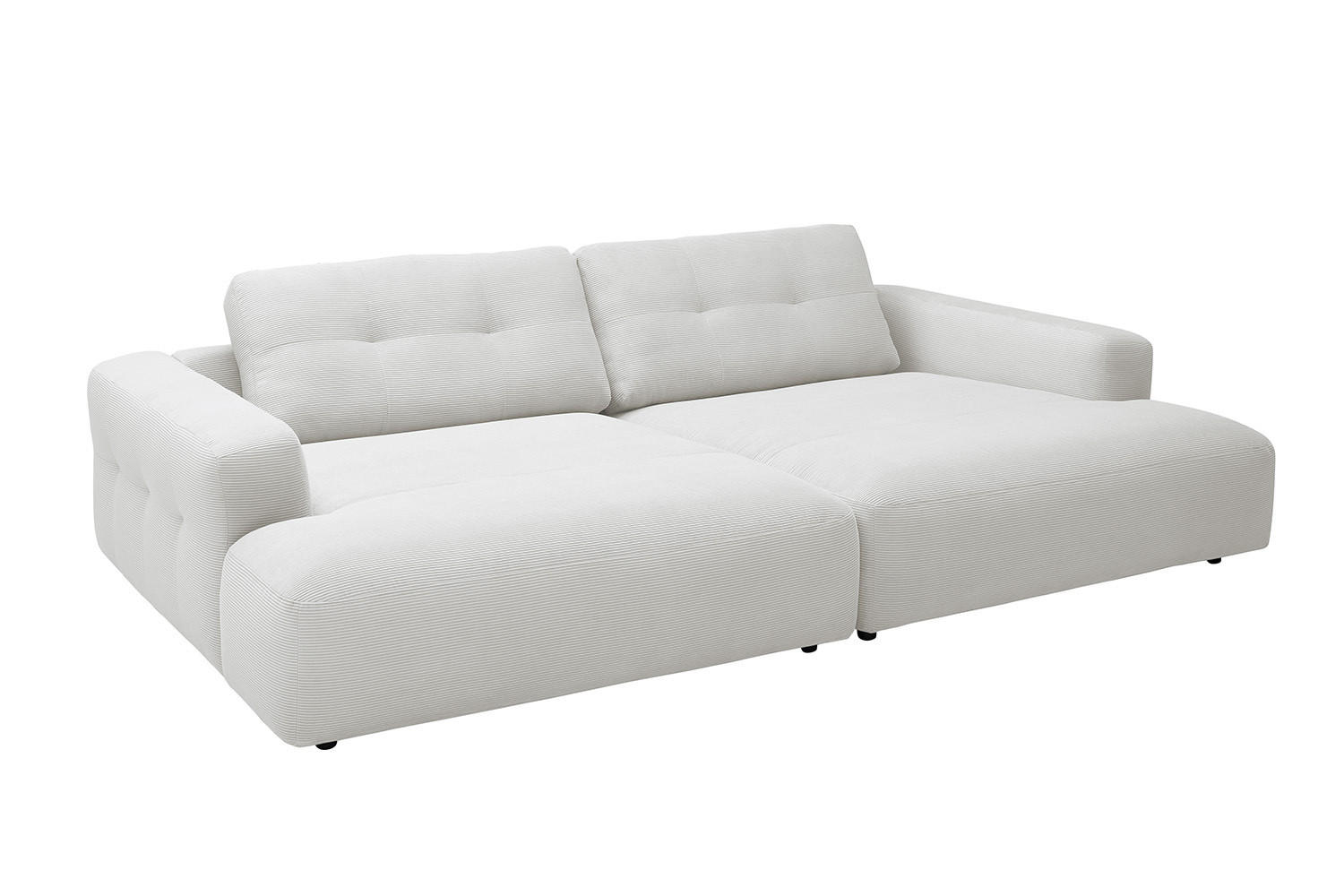 BIG SOFA MIKA Weiß Cord - Schwarz/Weiß, Kunststoff/Textil (300/86/167cm) - KAWOLA