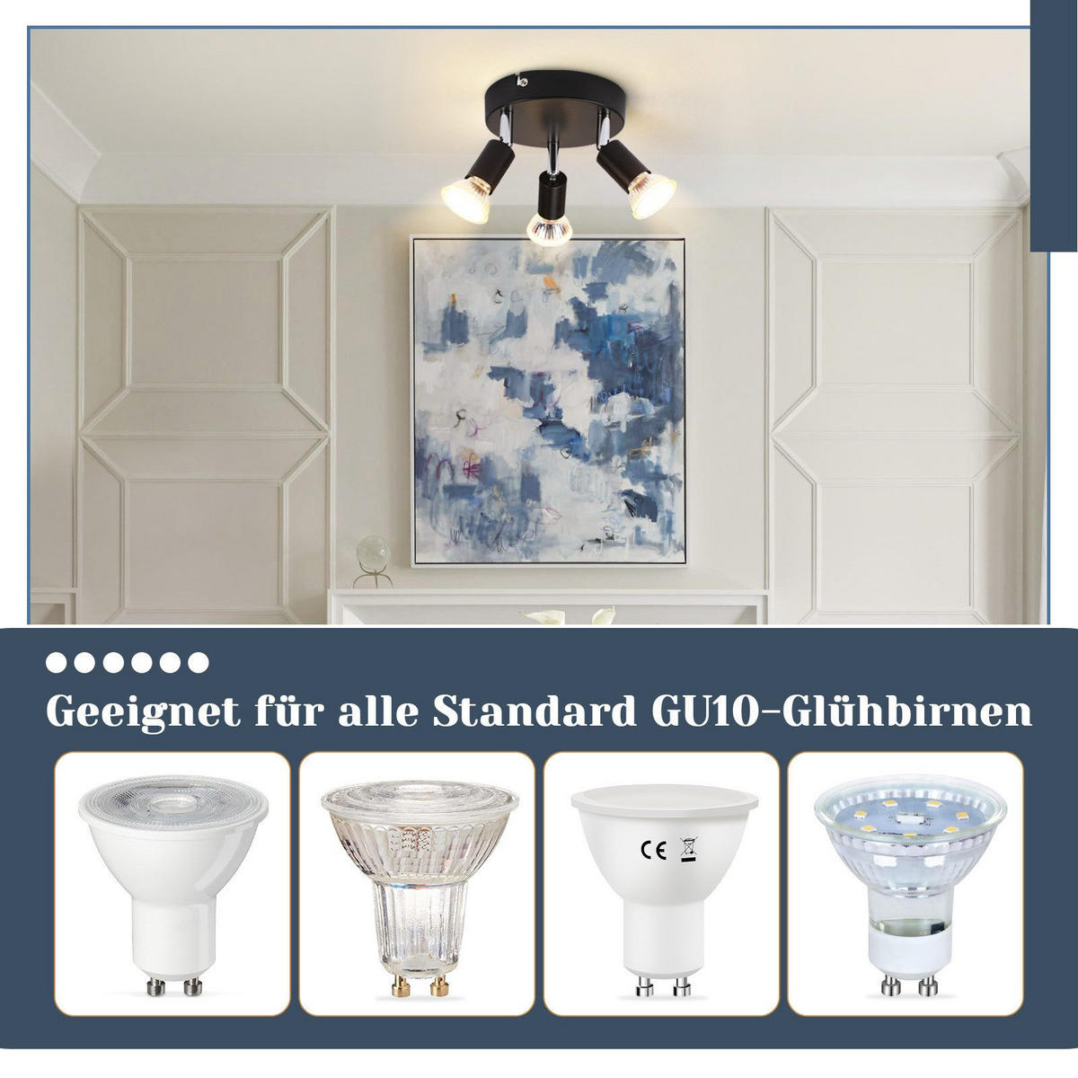 STRAHLER Bamberg 3-flammig 15/15/10.4 cm - Schwarz, Metall (15/15/10.4cm) - Nettlife