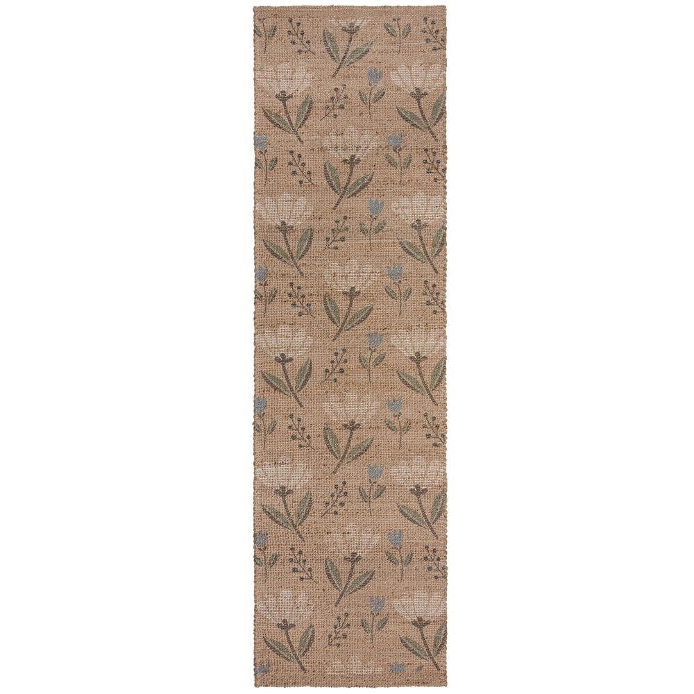 TEPPICH Jute Floral-Design, handgewebt JED, Naturfarben 60x230 cm - Naturfarben, Textil (60/230cm) - KADIMA DESIGN
