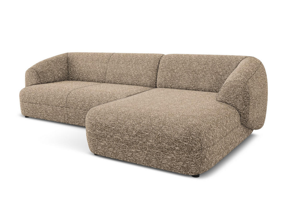 ECKSOFA rechts Strukturstoff Stoff Beige - Blau/Beige, Kunststoff/Textil (280/156cm) - Makamii