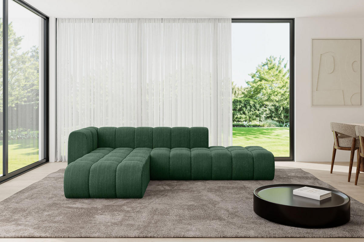 ECKSOFA modulares Sofa Zuvon-L1 - 296x177x70 cm Grün - Grün, Holzwerkstoff/Textil (296/177cm) - ALTDECOR