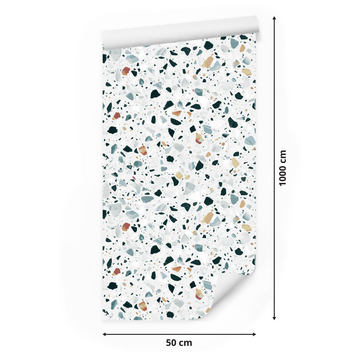 VLIESTAPETE Terrazzo-Muster – Grün, Beige, Weiß – 50x1000 cm - Beige/Weiß, Papier (50/1000cm) - Muralo