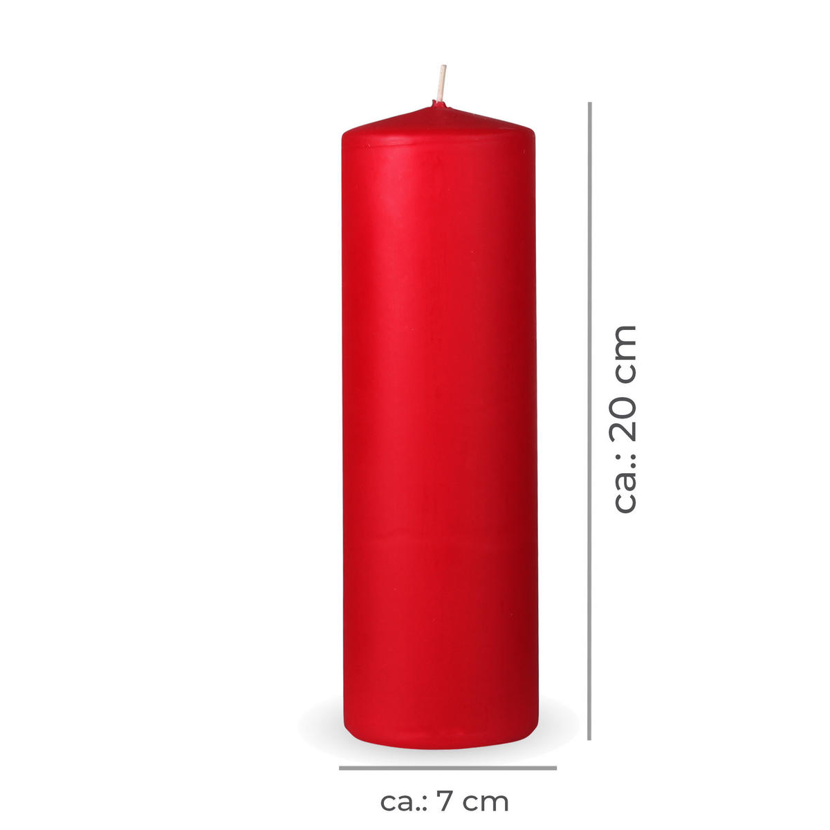 STUMPENKERZEN "Dunkelrot", Größe Ø7cm x Höhe: 20 cm - Dunkelrot, Naturmaterialien (7/20cm) - HS Candle