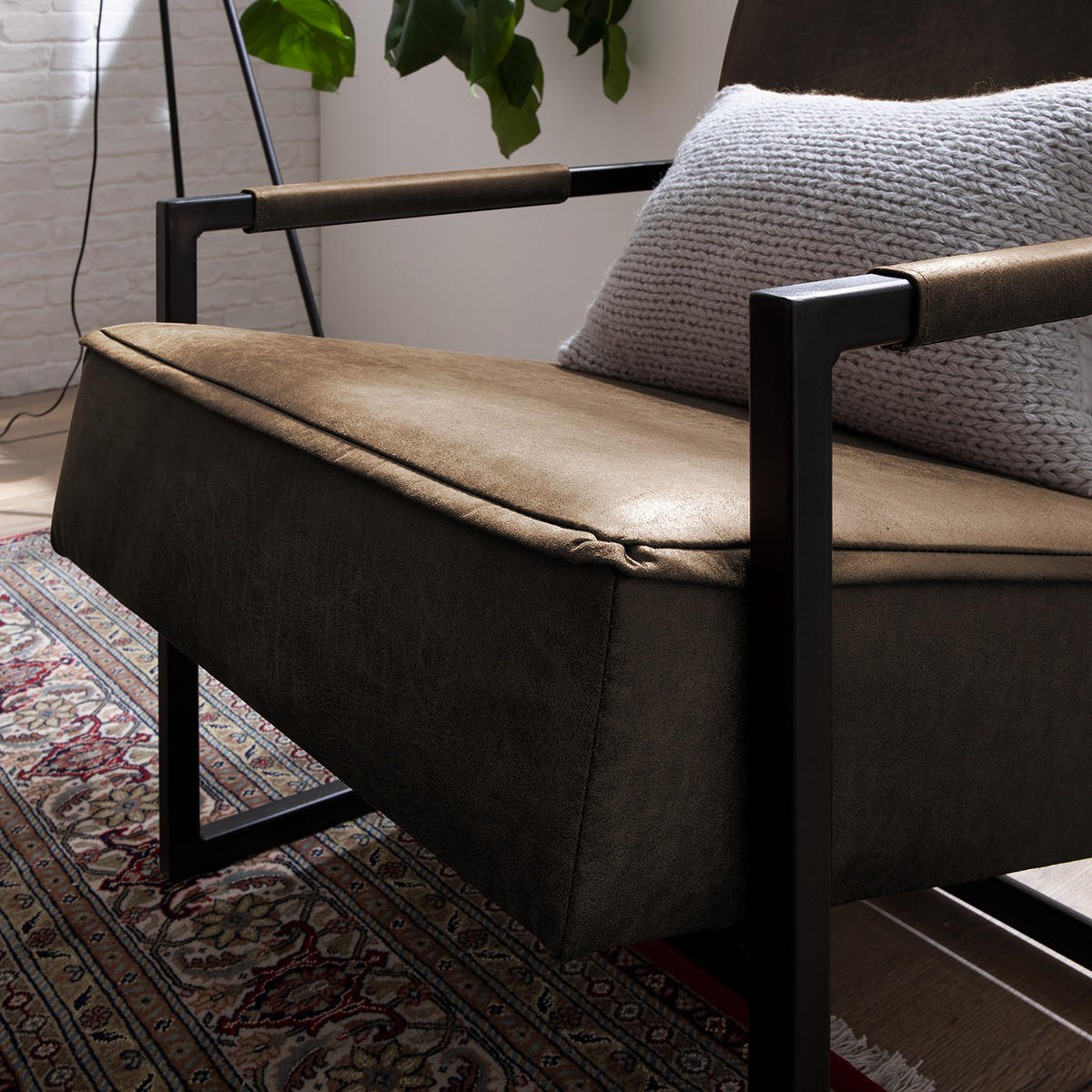 SESSEL - Antiklederlook - Braun, Textil (66/74/82cm) - home24