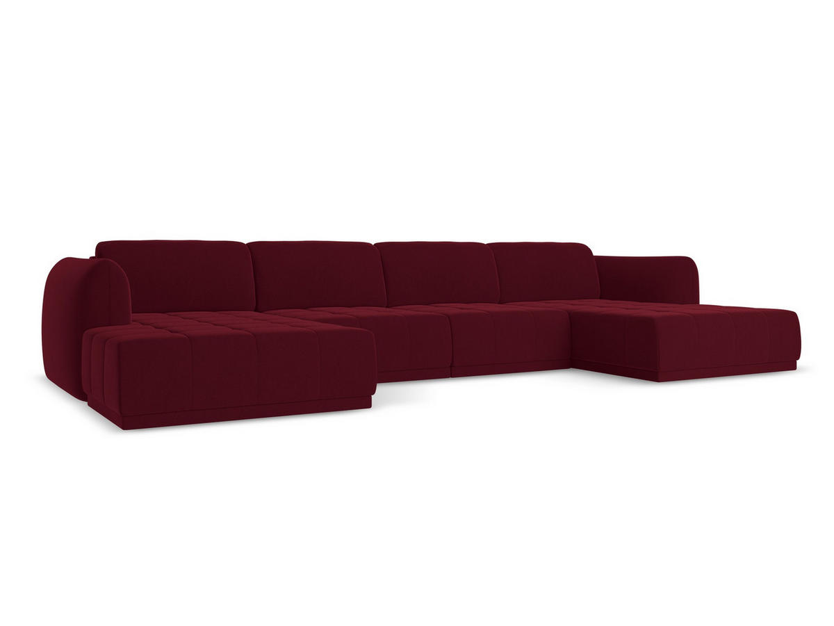 WOHNLANDSCHAFT Samt Stoff Rot - Bordeaux/Rot, Kunststoff/Textil (370/74/170cm) - Makamii