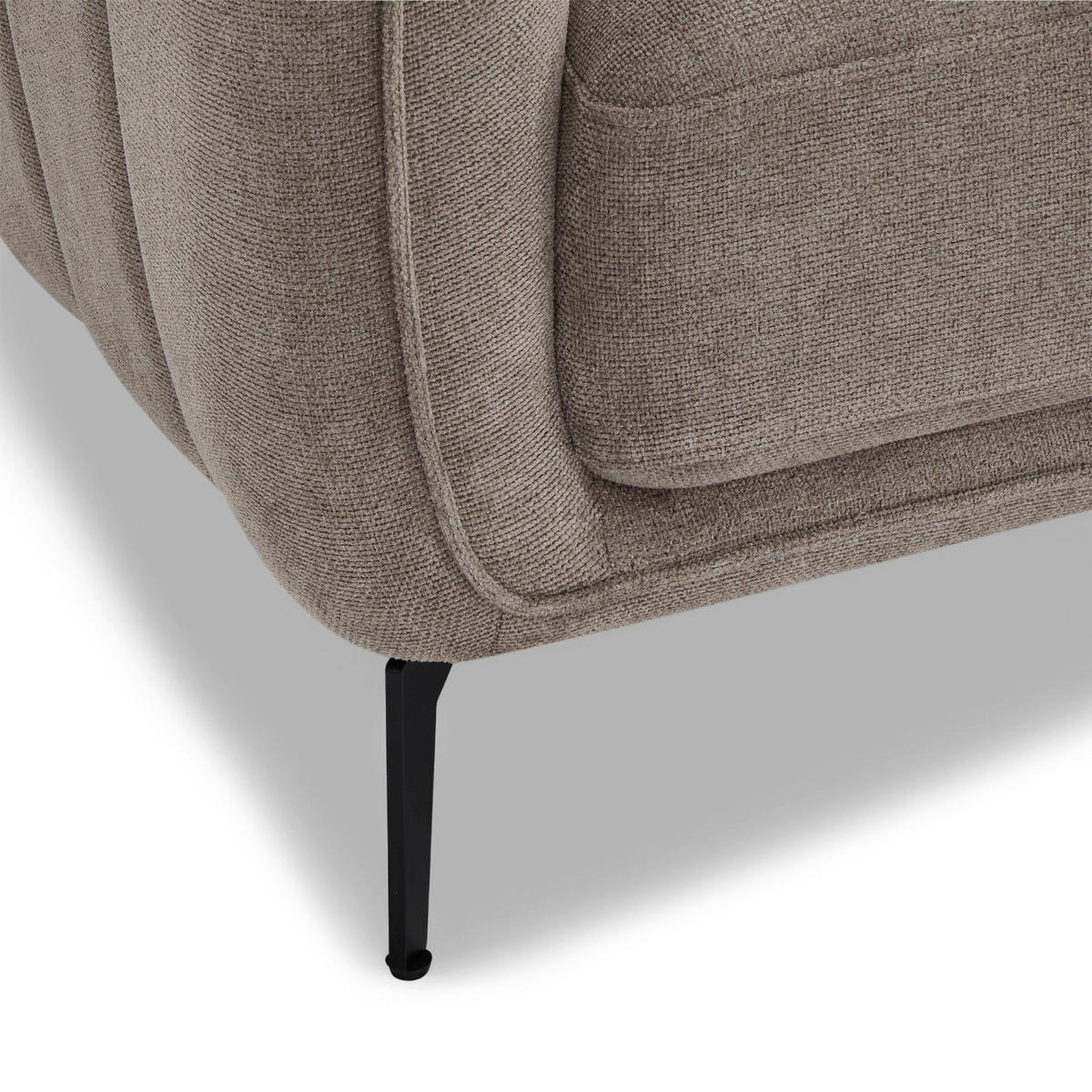 DREISITZER-SOFA Webstoff Beige - Beige/Schwarz, Textil/Metall (197/85/85cm) - Furnhouse