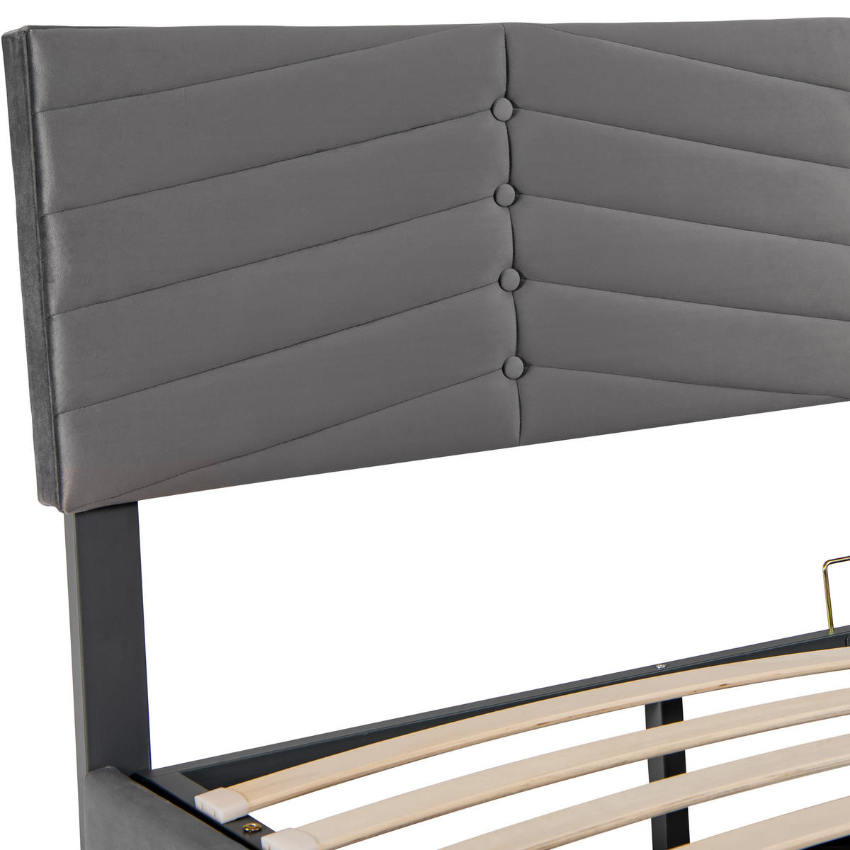 POLSTERBETT 160x200 Samt Hydraulisch Streifen Stil Grau - Grau, Textil (160/200cm) - FLIEKS