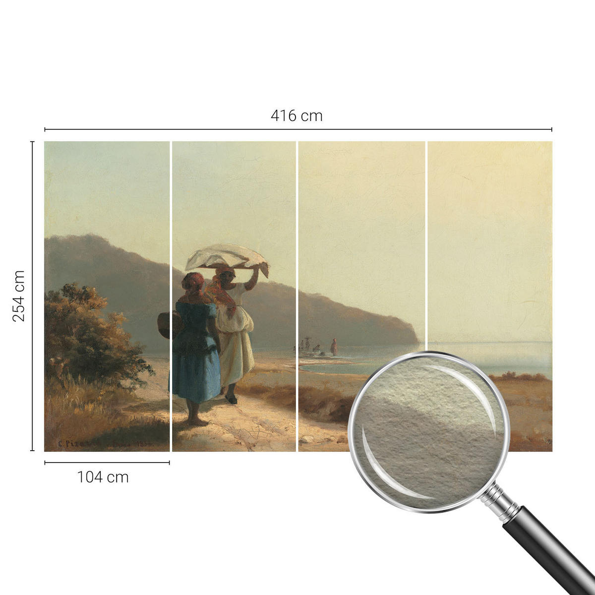 FOTOTAPETE 416x254 cm - Ein Spaziergang am Meer - Beige, Textil (416/254cm) - Wallfluent