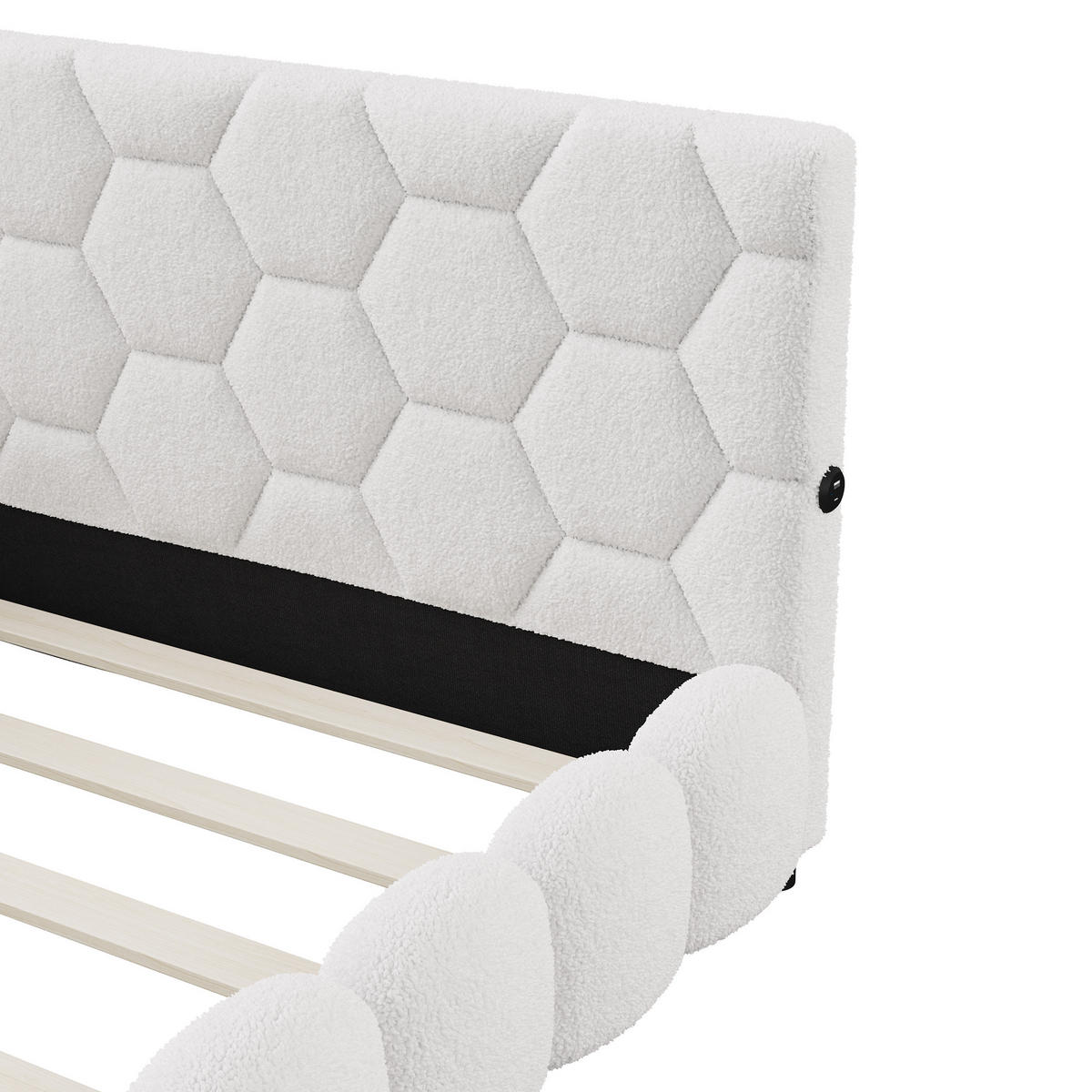 POLSTERBETT 140x200 cm, Weiß, LED-Beleuchtung und USB-Anschluss, Tagesbett Schlafsofa - Weiß, Textil/Metall (140/200cm)