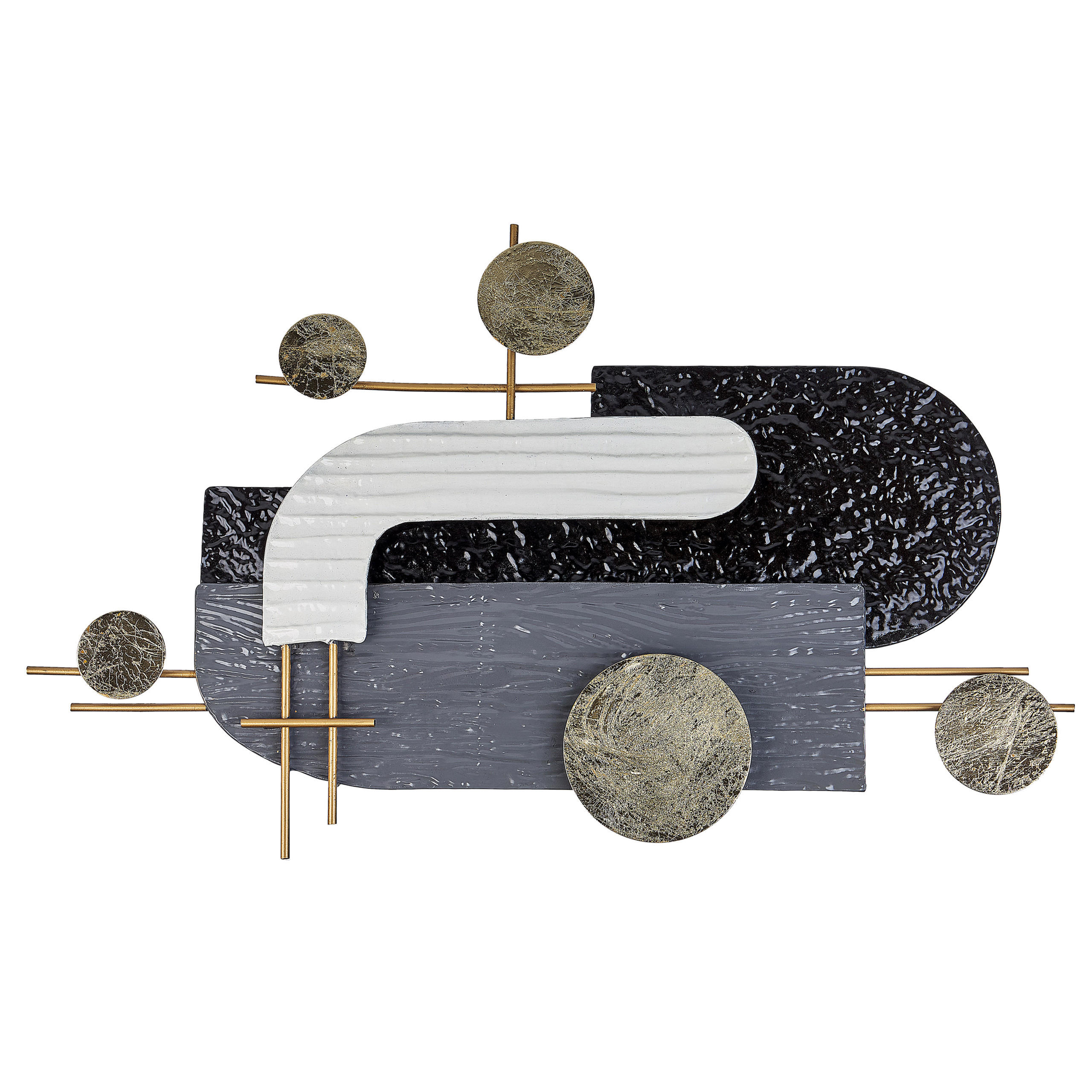 WANDDEKORATION Metall schwarz/gold Lutetium - Schwarz, Metall (86/55/5cm) - Beliani