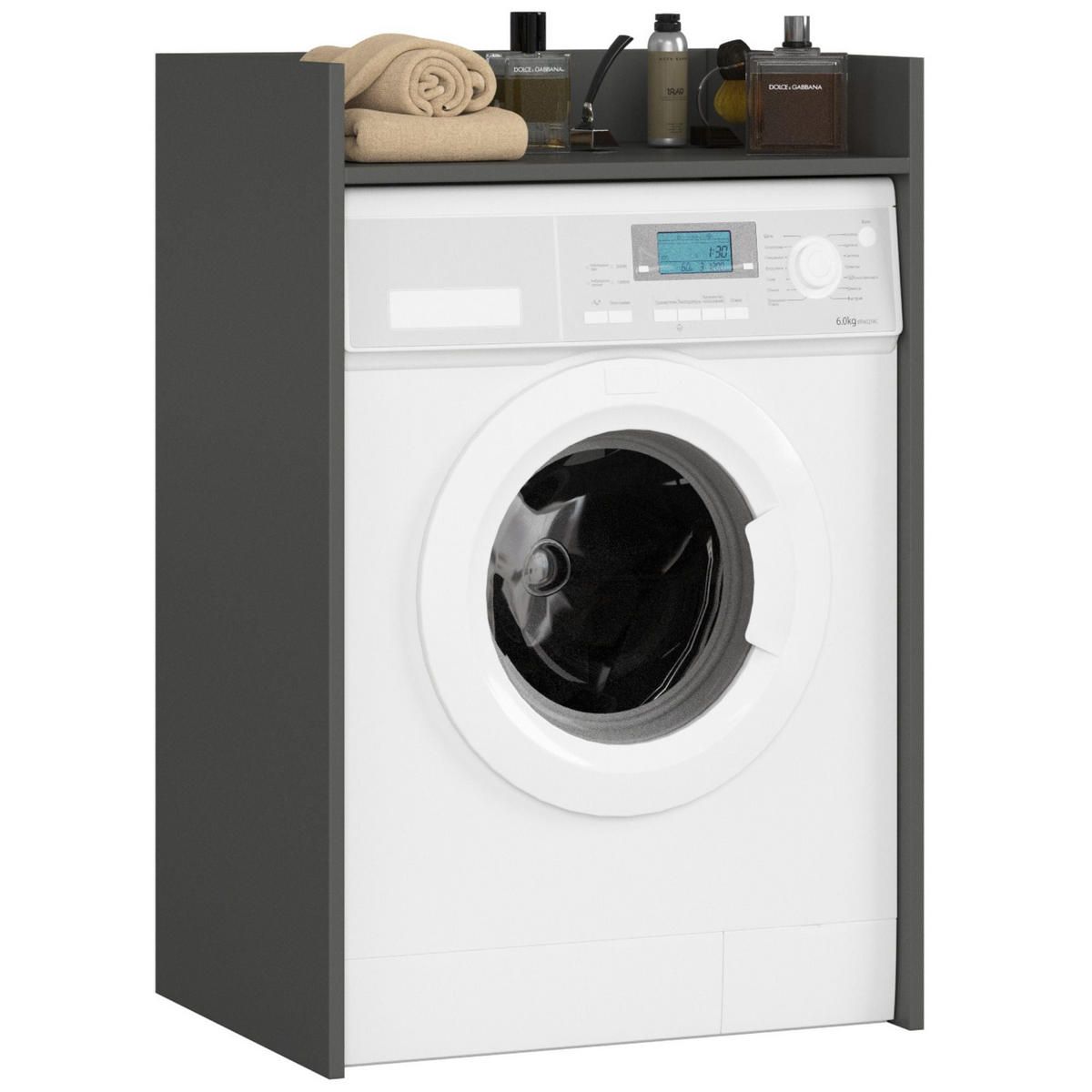 WASCHMASCHINENSCHRANK FIN, 50x64x98 cm, Grau - Grau, Holz (64/98/50cm) - Milordbikes