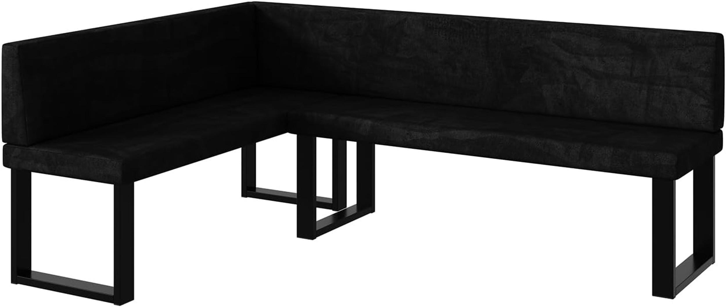 ECKBANK TONI_U - Schwarz, Textil (142/196cm) - Meblini