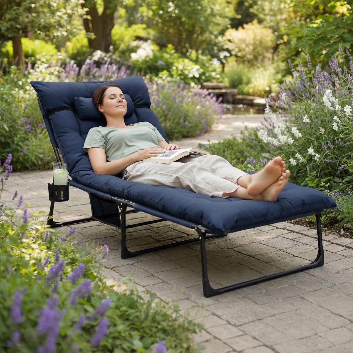 KEMPINGOVÉ lôžko - modrá, kov/textil - Relaxdays