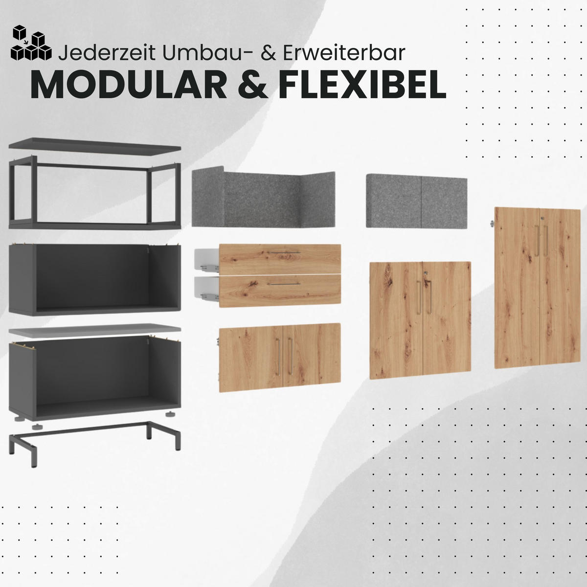 AKTENSCHRANK klein mit Flügeltüren 41,7/80/74,8 cm in Weiß/Eichefarben - Eichefarben/Weiß, Holzwerkstoff (80/74.8/41.7cm) - bümö