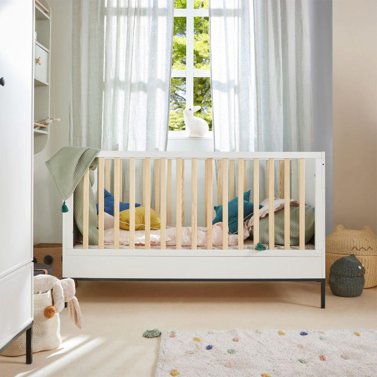 GITTERBETT 70/140 Lumi Weiß und Schwarz - Weiß, Holzwerkstoff (70/140cm) - Petits-meubles